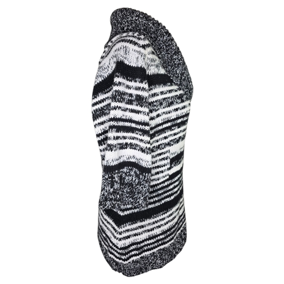 White House Black Market XL Cowl Neck Striped Sweater Black White Knit Top - Picture 2 of 6